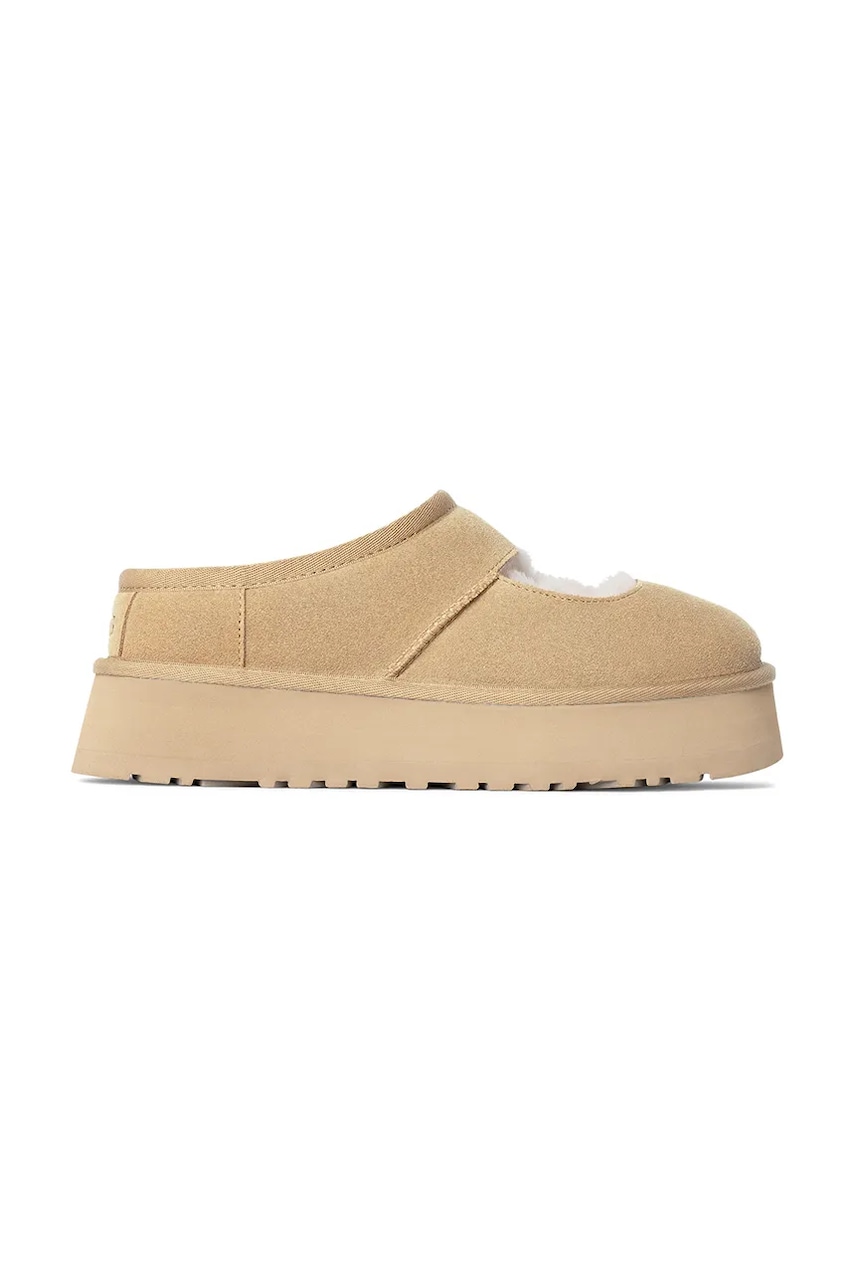UGG papuci din piele întoarsă Bea Mary Jane culoarea bej, 1167612-MDSD
