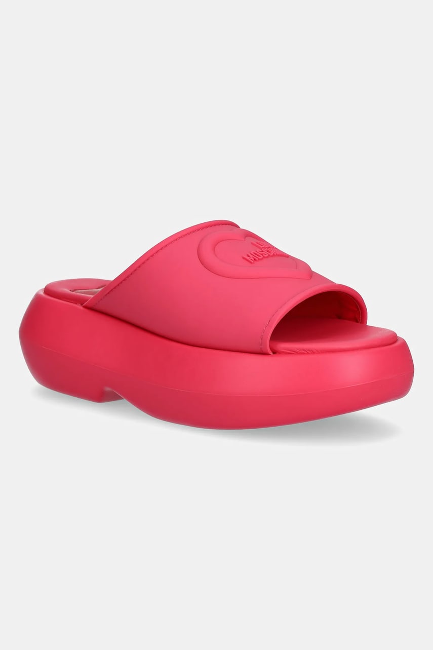 Love Moschino papuci femei, culoarea roz, cu platforma, JA28207I0MI40604