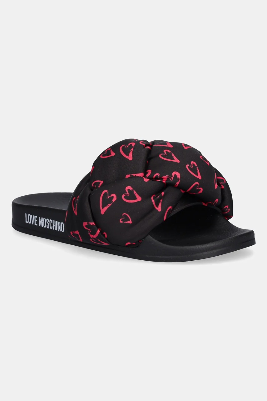 Love Moschino papuci femei, culoarea negru, JA28312G0MIW100C