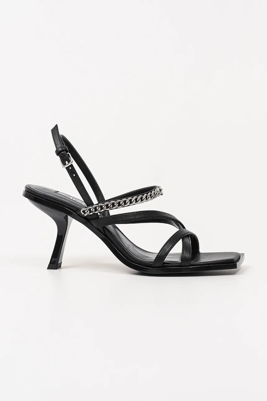 Karl Lagerfeld sandale de piele KARMEL femei, culoarea negru, cu toc cui, KL33625 Karl Lagerfeld sandale de piele KARMEL femei, culoarea negru, cu toc cui, KL33625