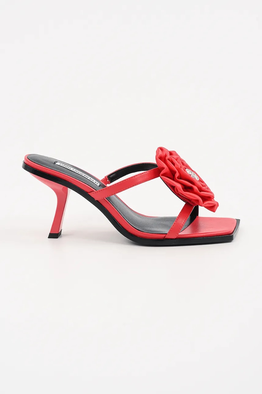 Karl Lagerfeld papuci de piele KARMEL femei, culoarea roșu, cu toc cui, KL33624 Karl Lagerfeld papuci de piele KARMEL femei, culoarea roșu, cu toc cui, KL33624