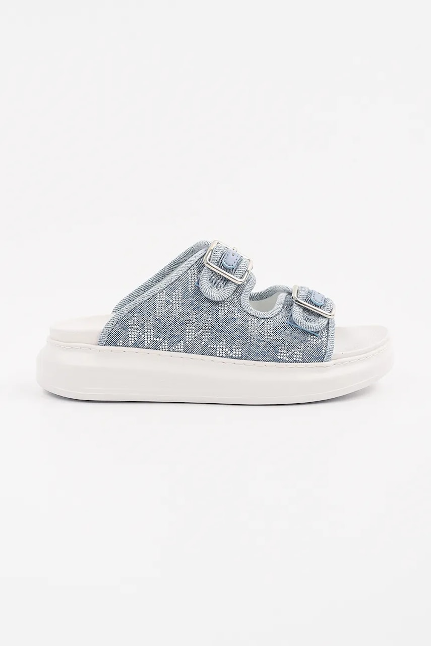 Karl Lagerfeld papuci KAPRI SLIDE femei, culoarea albastru, cu platforma, KL62505A