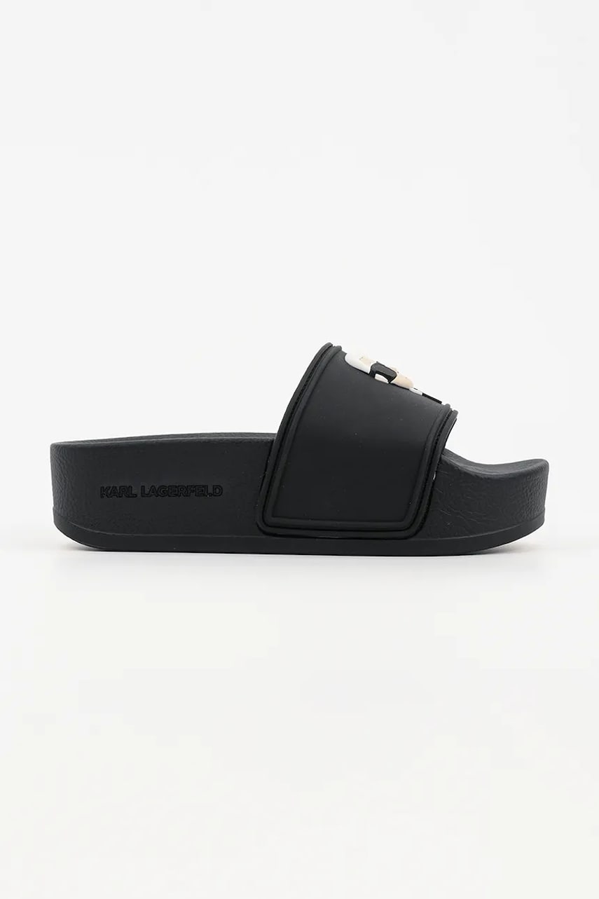 Karl Lagerfeld papuci KONDO MAXI femei, culoarea negru, cu platforma, KL80805A Karl Lagerfeld papuci KONDO MAXI femei, culoarea negru, cu platforma, KL80805A