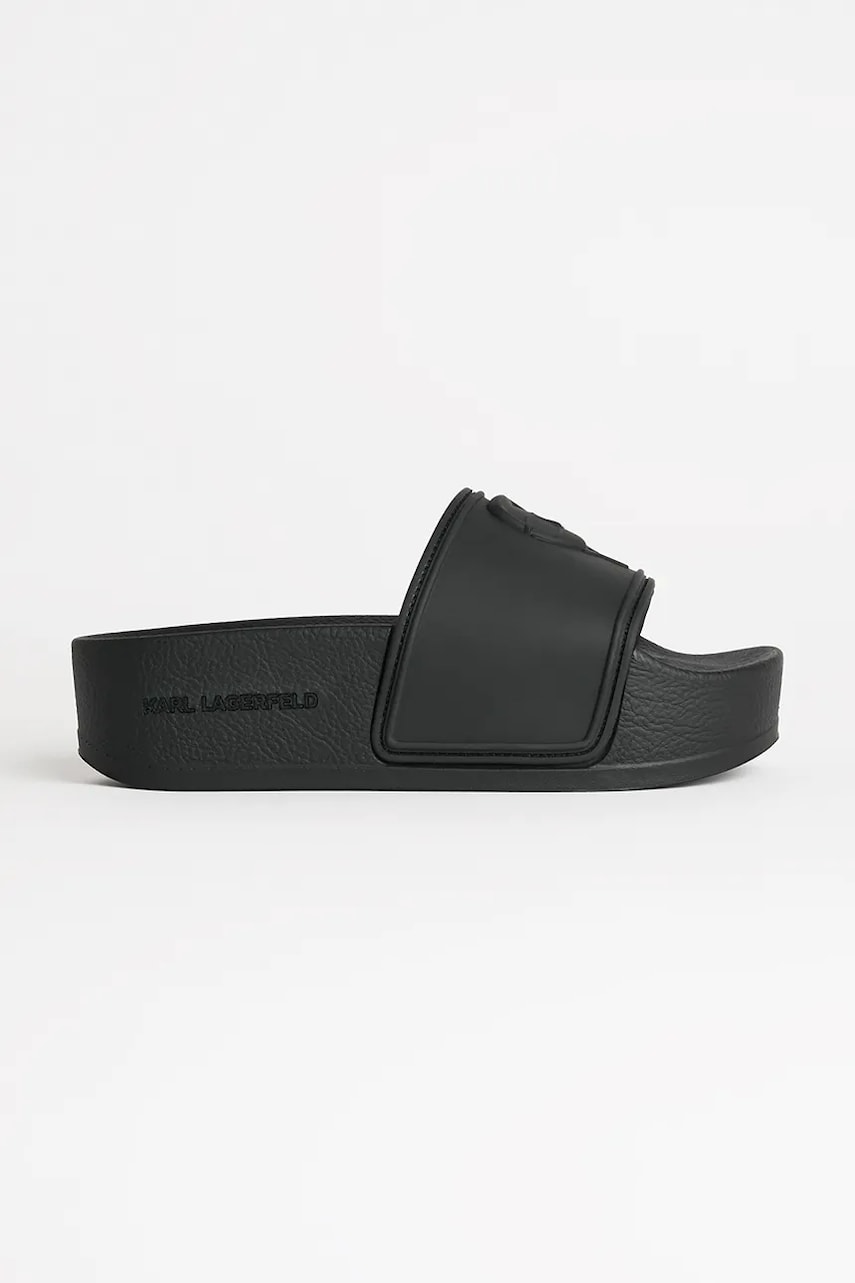 Karl Lagerfeld papuci KONDO MAXI femei, culoarea negru, cu platforma, KL80819M Karl Lagerfeld papuci KONDO MAXI femei, culoarea negru, cu platforma, KL80819M