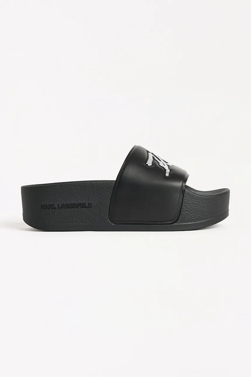 Karl Lagerfeld papuci KONDO MAXI femei, culoarea negru, cu platforma, KL80872 Karl Lagerfeld papuci KONDO MAXI femei, culoarea negru, cu platforma, KL80872
