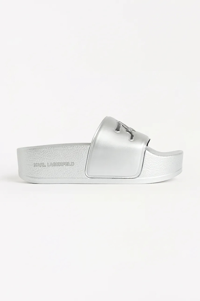 Karl Lagerfeld papuci KONDO MAXI femei, culoarea argintiu, cu platforma, KL80872