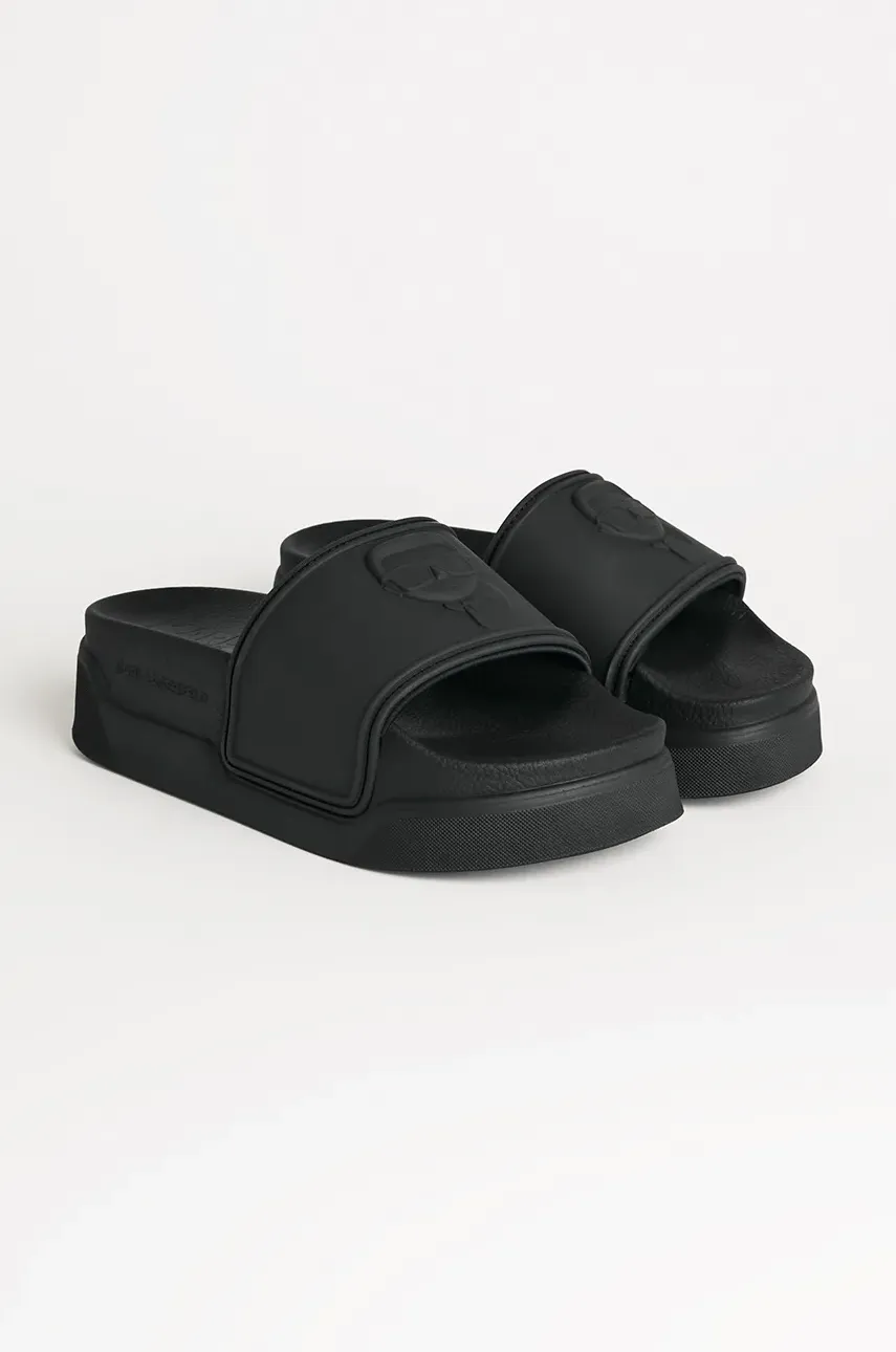 Шлепанцы Karl Lagerfeld KONDOMINIUM женские цвет чёрный на платформе KL88819 Шлепанцы Karl Lagerfeld KONDOMINIUM женские цвет чёрный на платформе KL88819