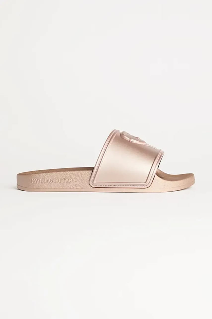 Karl Lagerfeld papuci KONDO 2.0 femei, culoarea auriu, cu toc drept, KL80919M Karl Lagerfeld papuci KONDO 2.0 femei, culoarea auriu, cu toc drept, KL80919M