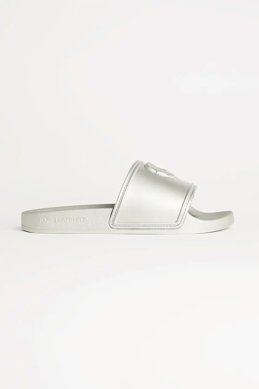 Karl Lagerfeld papuci KONDO 2.0 femei, culoarea argintiu, KL80919M Karl Lagerfeld papuci KONDO 2.0 femei, culoarea argintiu, KL80919M