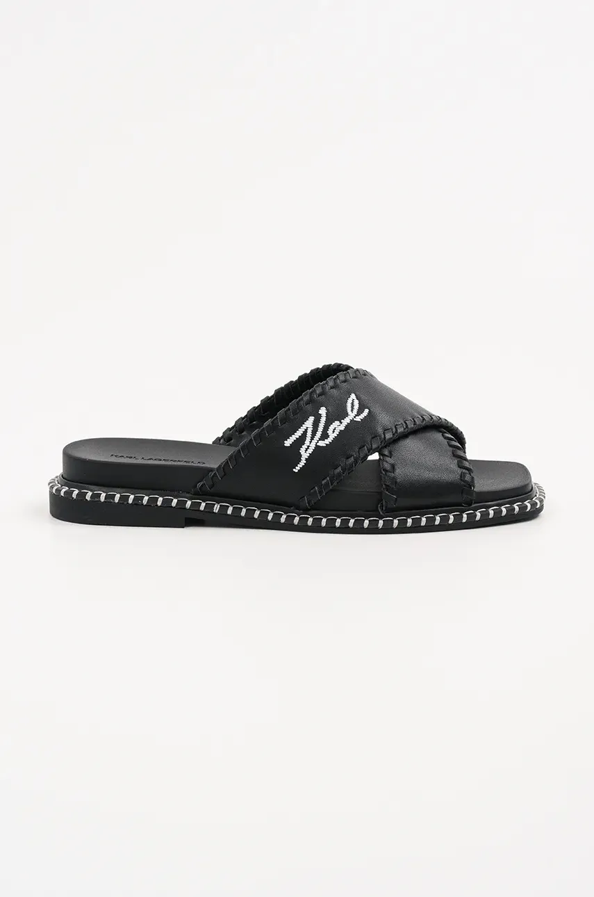 Karl Lagerfeld slapi de piele KLEO femei, culoarea negru, KL81372