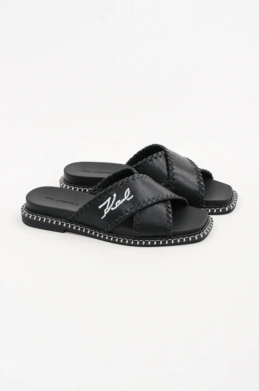 Кожаные шлепанцы Karl Lagerfeld KLEO женские цвет чёрный KL81372 Кожаные шлепанцы Karl Lagerfeld KLEO женские цвет чёрный KL81372