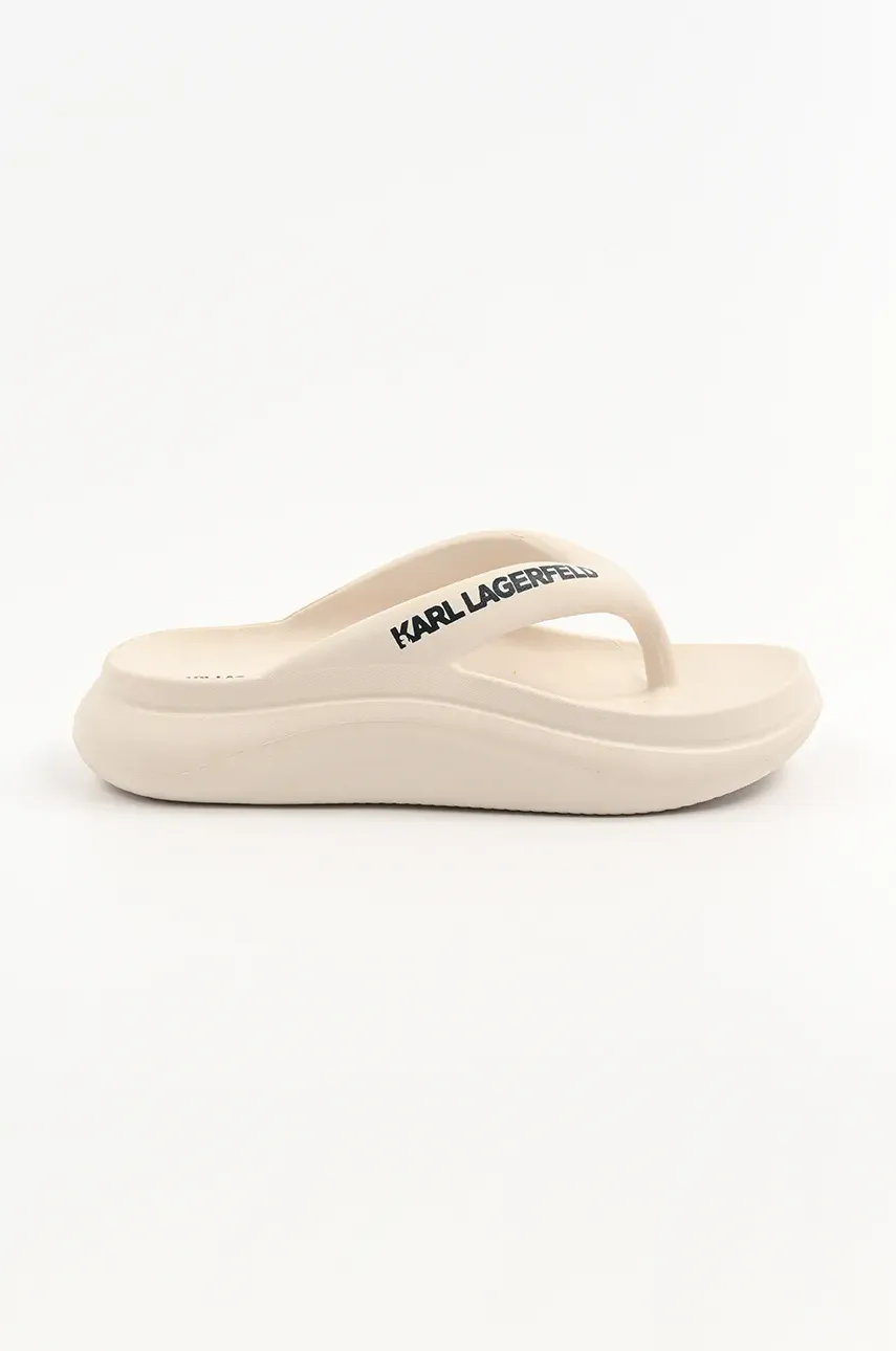 Karl Lagerfeld slapi SKOONA II femei, culoarea bej, cu platforma, KL85025