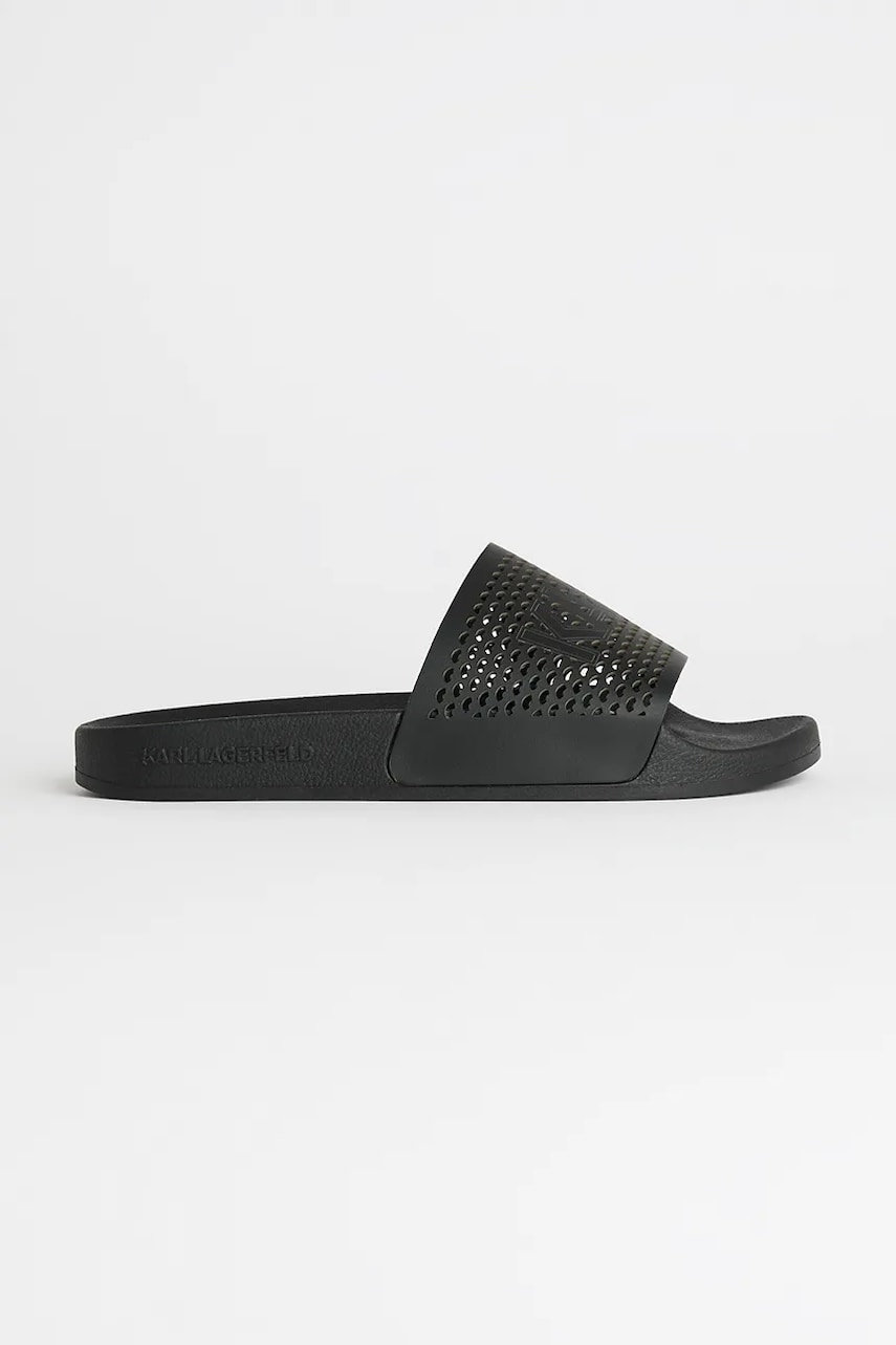 Karl Lagerfeld șlapi de piele KONDO 2.0 culoarea negru, KL80915