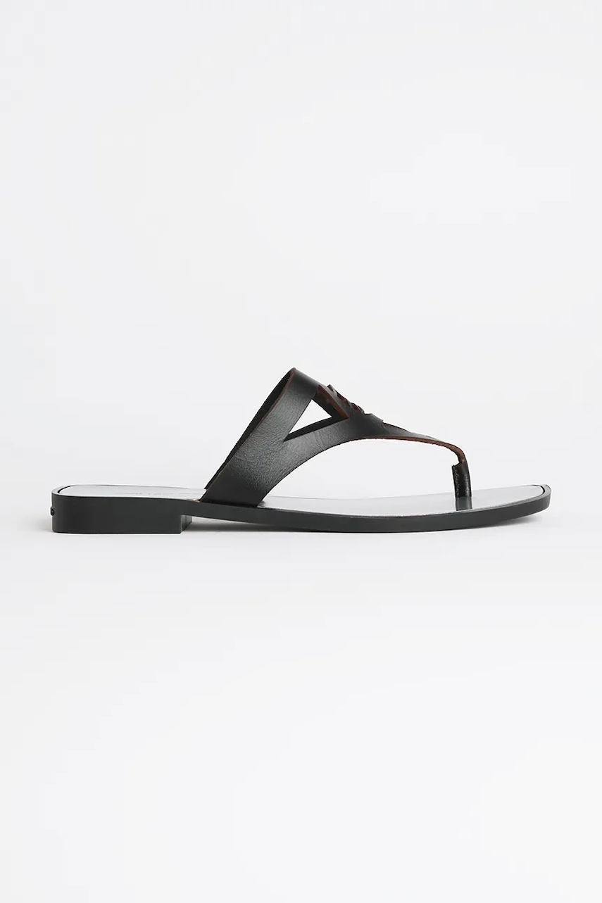 Karl Lagerfeld slapi de piele SKOOT II femei, culoarea negru, cu toc plat, KL80407