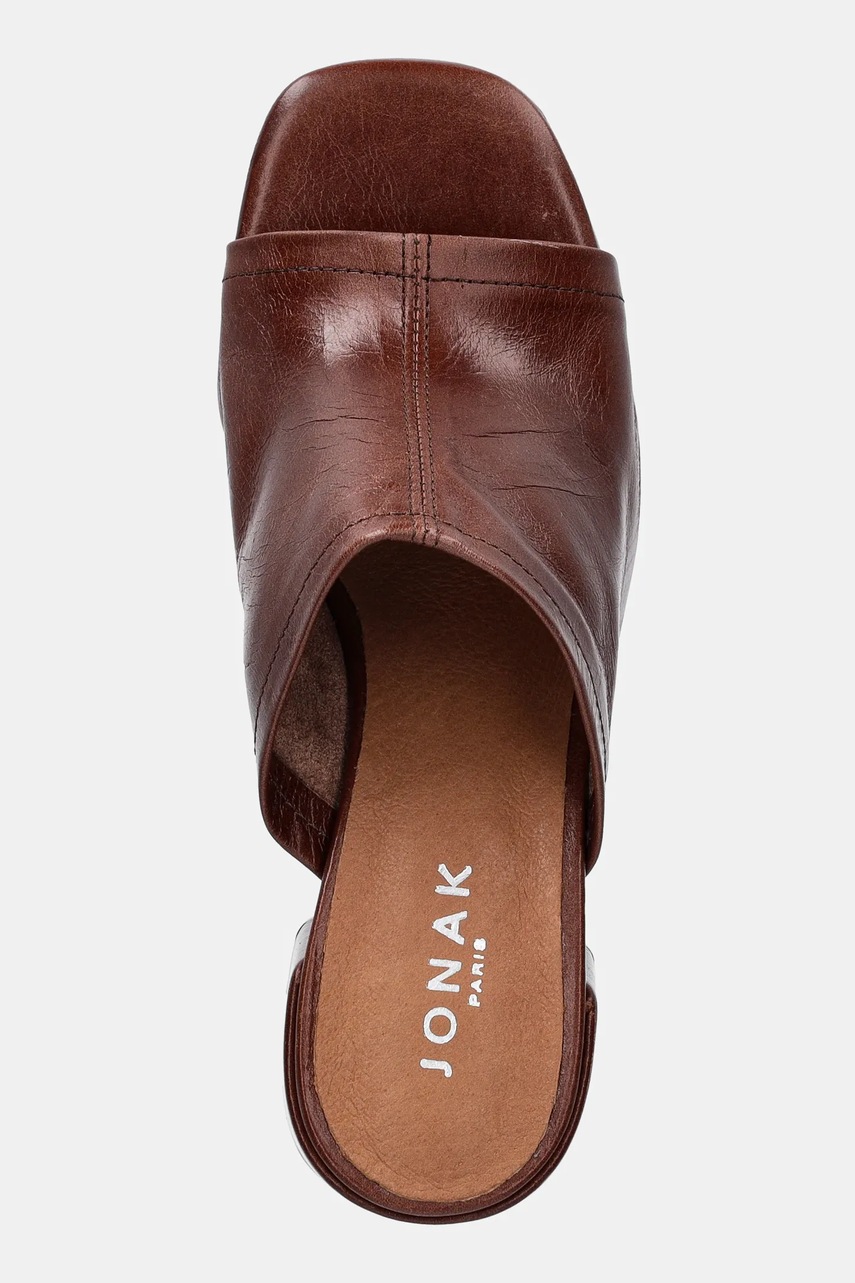 Δερμάτινες παντόφλες Jonak BUTTERFLY γυναικείες, χρώμα: καφέ, 3600242 φωτογραφία