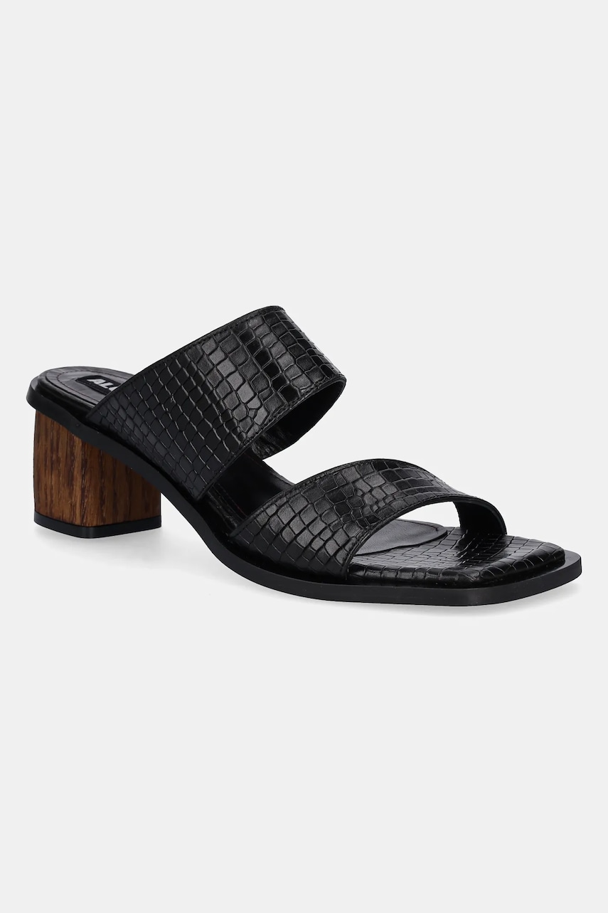 Alohas șlapi de piele Gabin Alli femei, culoarea negru, cu toc drept, S100764-01 Alohas șlapi de piele Gabin Alli femei, culoarea negru, cu toc drept, S100764-01