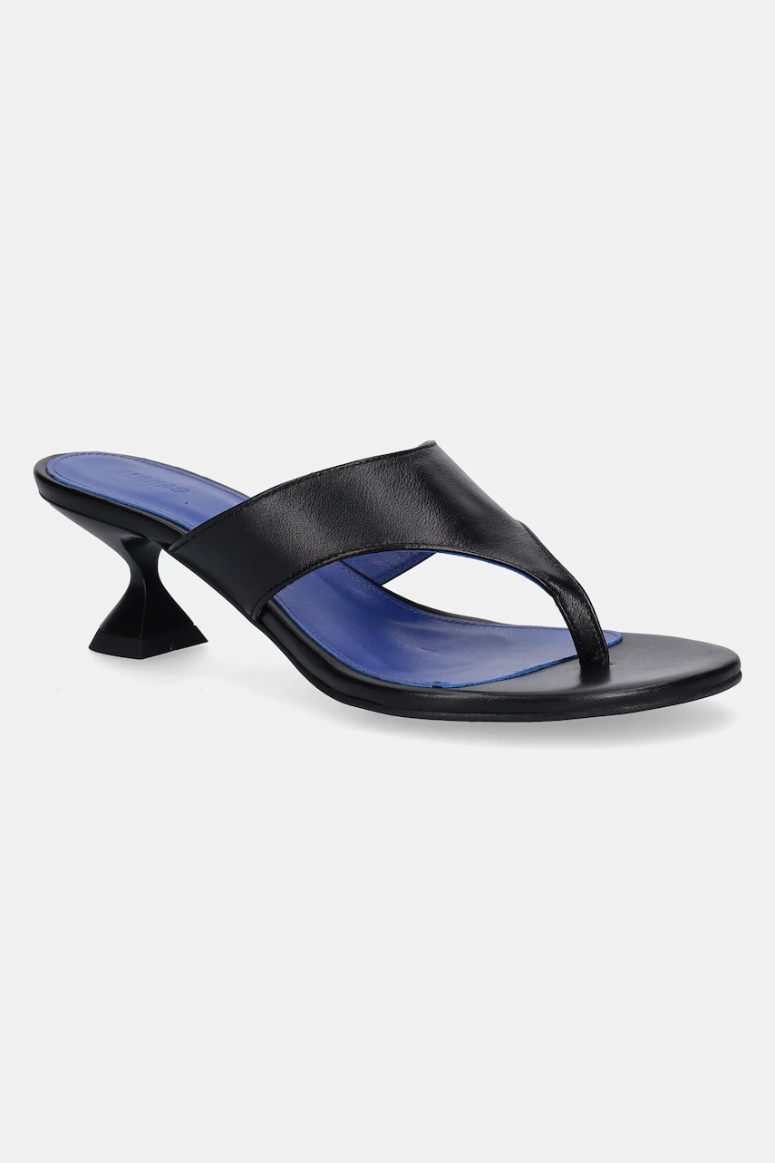 Alohas șlapi de piele Tess femei, culoarea negru, cu toc cui, S100643-01 Alohas șlapi de piele Tess femei, culoarea negru, cu toc cui, S100643-01
