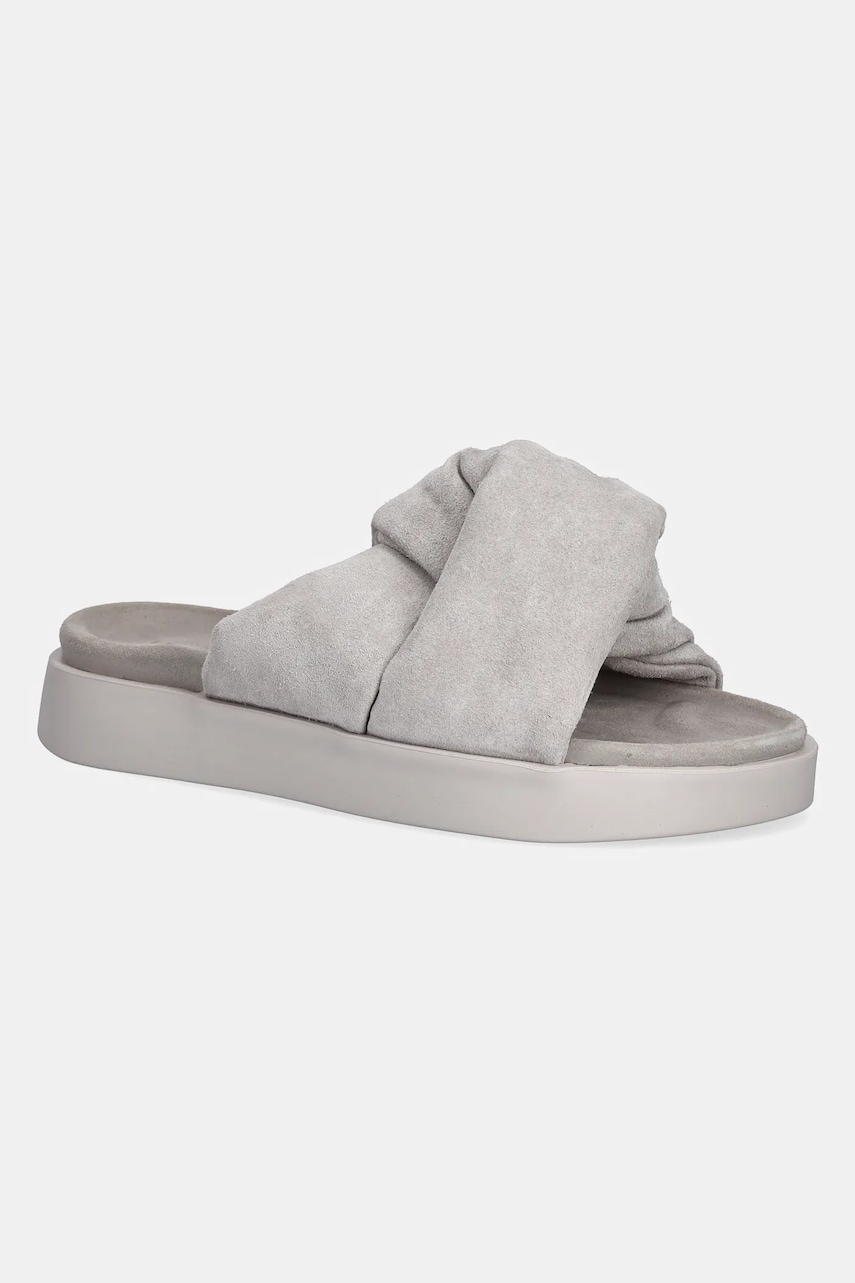 Inuikii papuci din piele Soft Crossed Suede femei, culoarea gri, cu platforma, 1004.003.0401.030 / 70104-141 Inuikii papuci din piele Soft Crossed Suede femei, culoarea gri, cu platforma, 1004.003.0401.030 / 70104-141