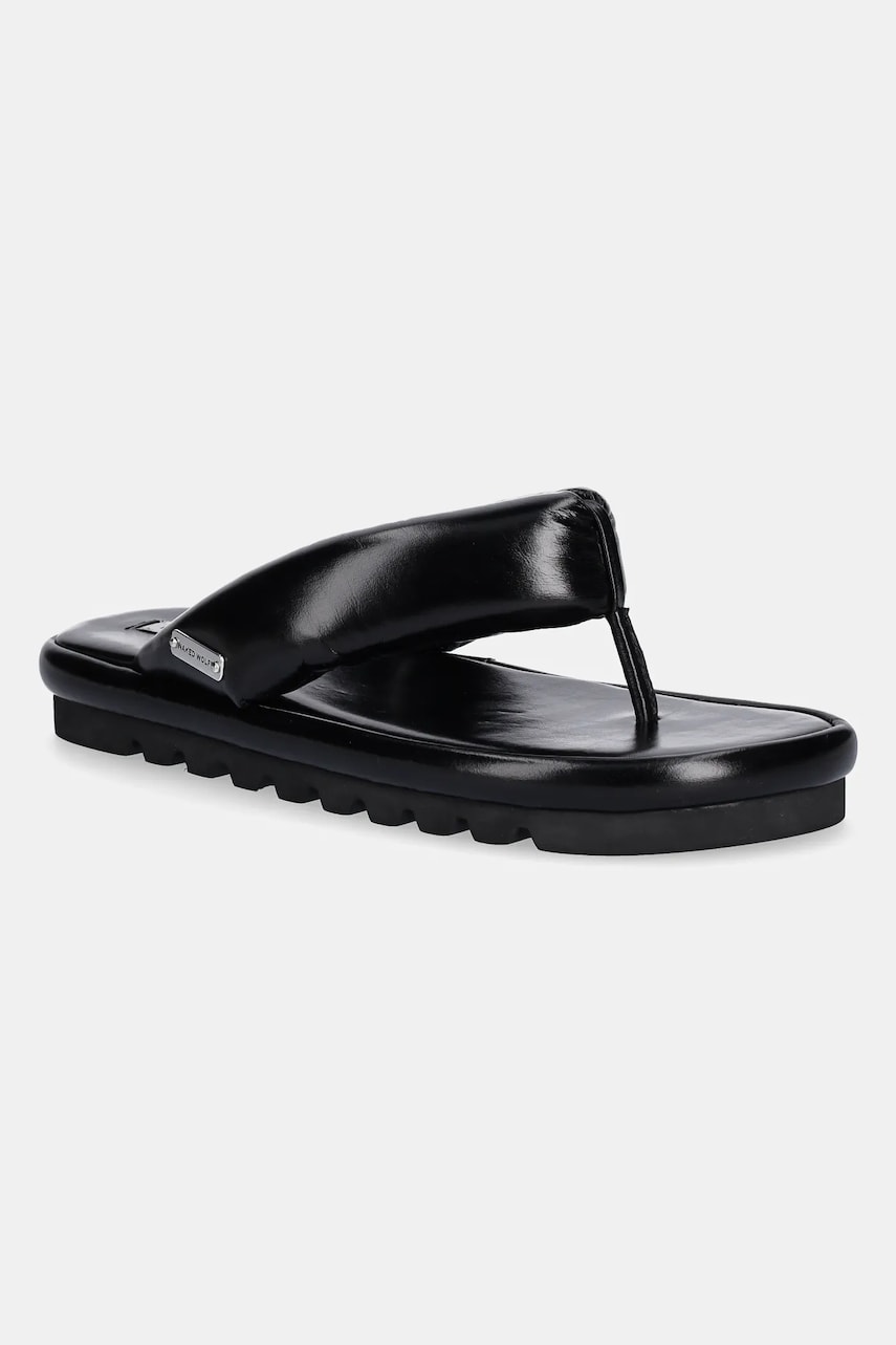 Naked Wolfe slapi de piele Hilary femei, culoarea negru, cu toc plat, Hilary Black Leather Naked Wolfe slapi de piele Hilary femei, culoarea negru, cu toc plat, Hilary Black Leather