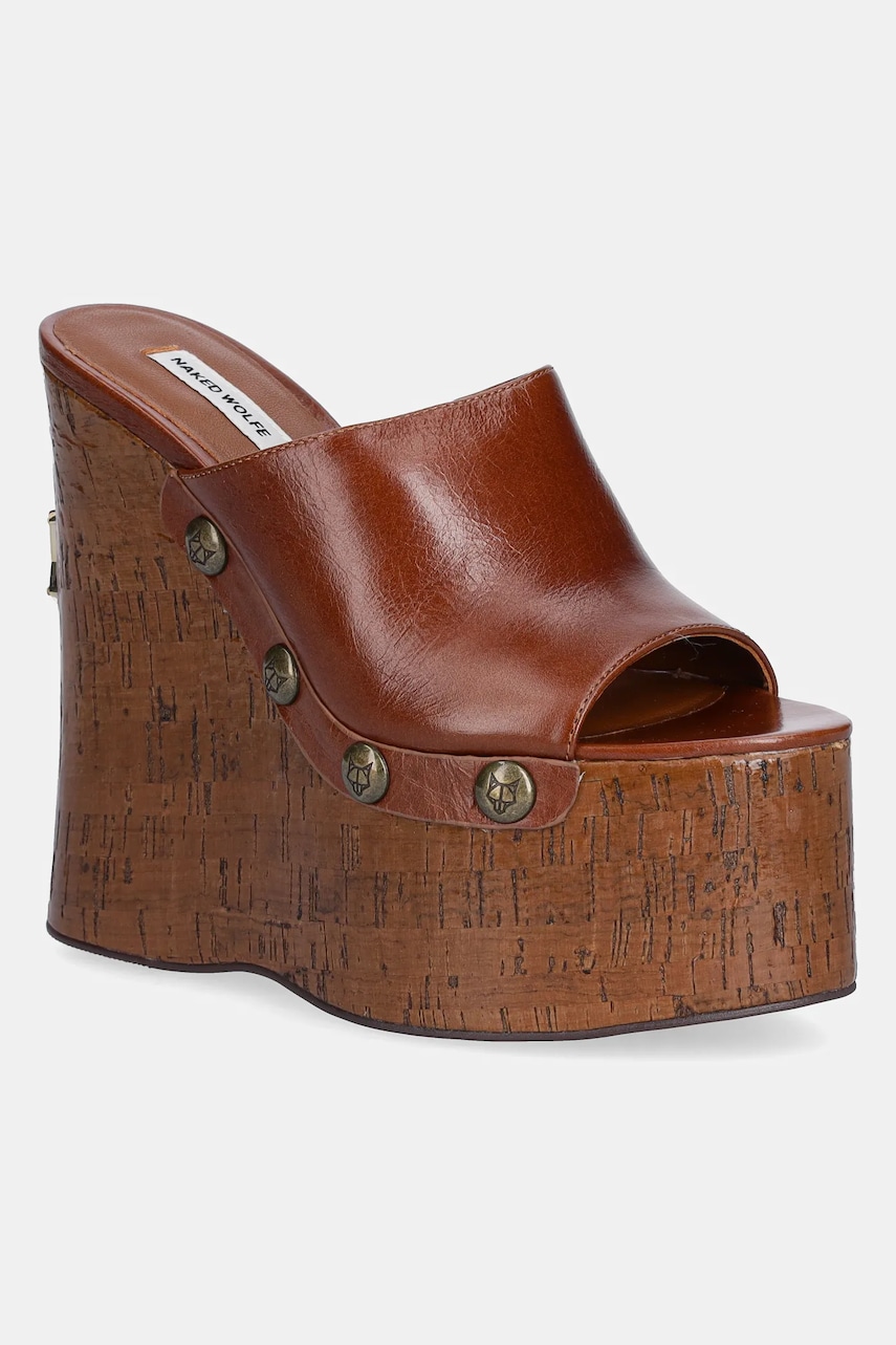 Naked Wolfe cizme de piele Tulip culoarea maro, toc pana, Tulip Tan