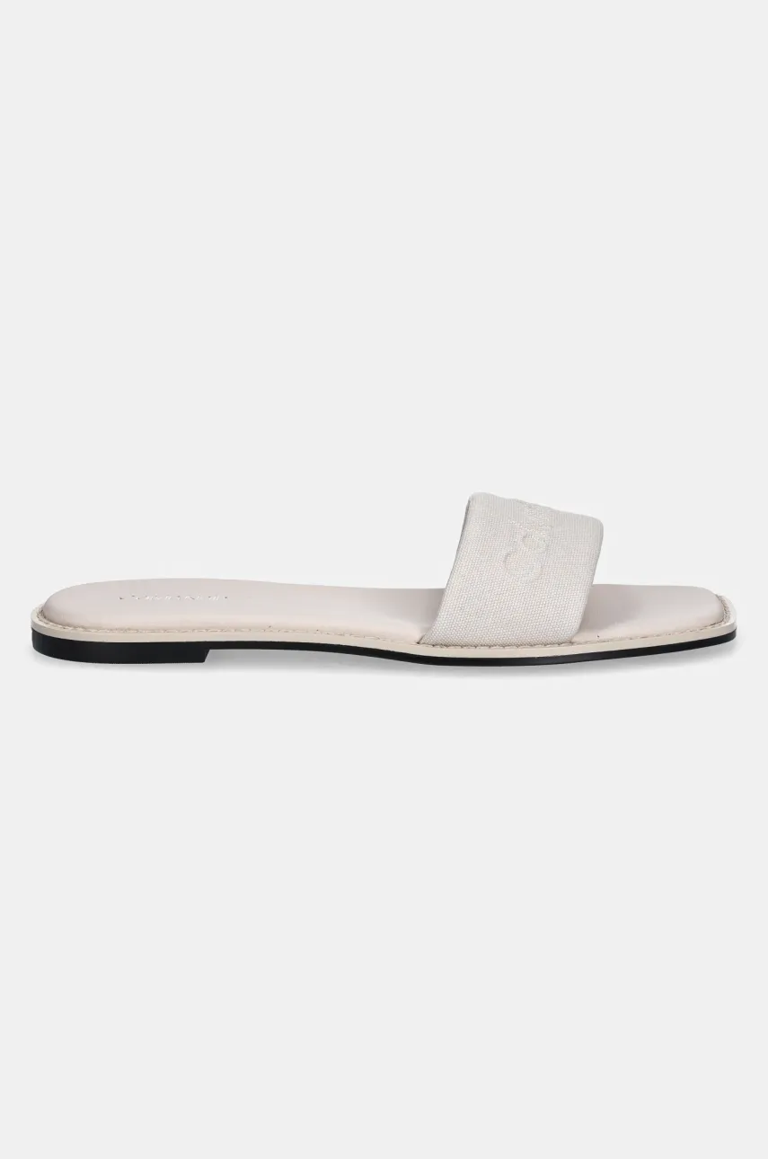 Шлепанцы Calvin Klein FLAT SLIDE - HE женские цвет бежевый HW0HW02378 Шлепанцы Calvin Klein FLAT SLIDE - HE женские цвет бежевый HW0HW02378