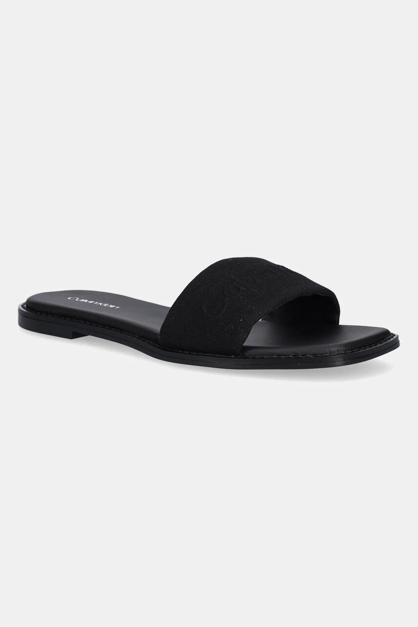 Levně Pantofle Calvin Klein FLAT SLIDE - HE dámské, černá barva, HW0HW02378