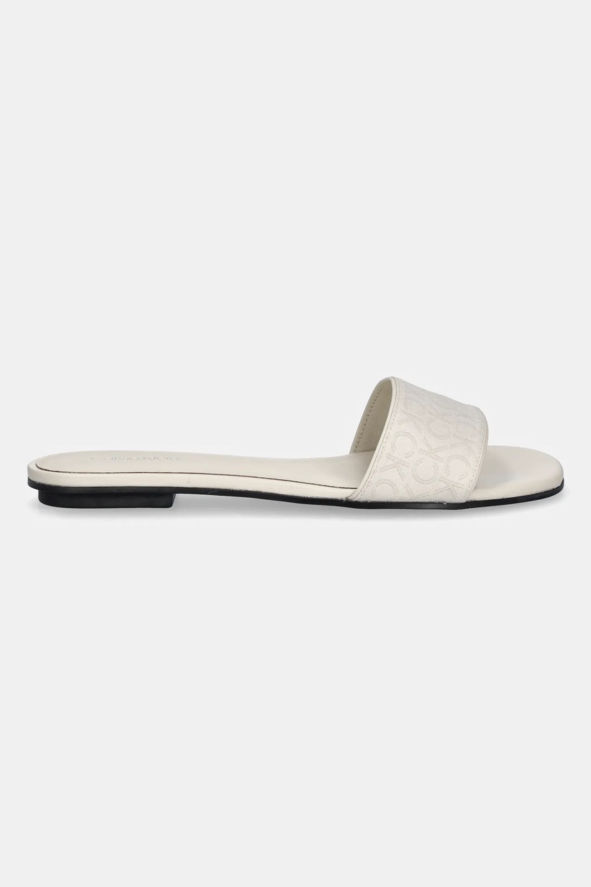 Шлепанцы Calvin Klein FLAT SLIDE - JACQ цвет бежевый HW0HW02388