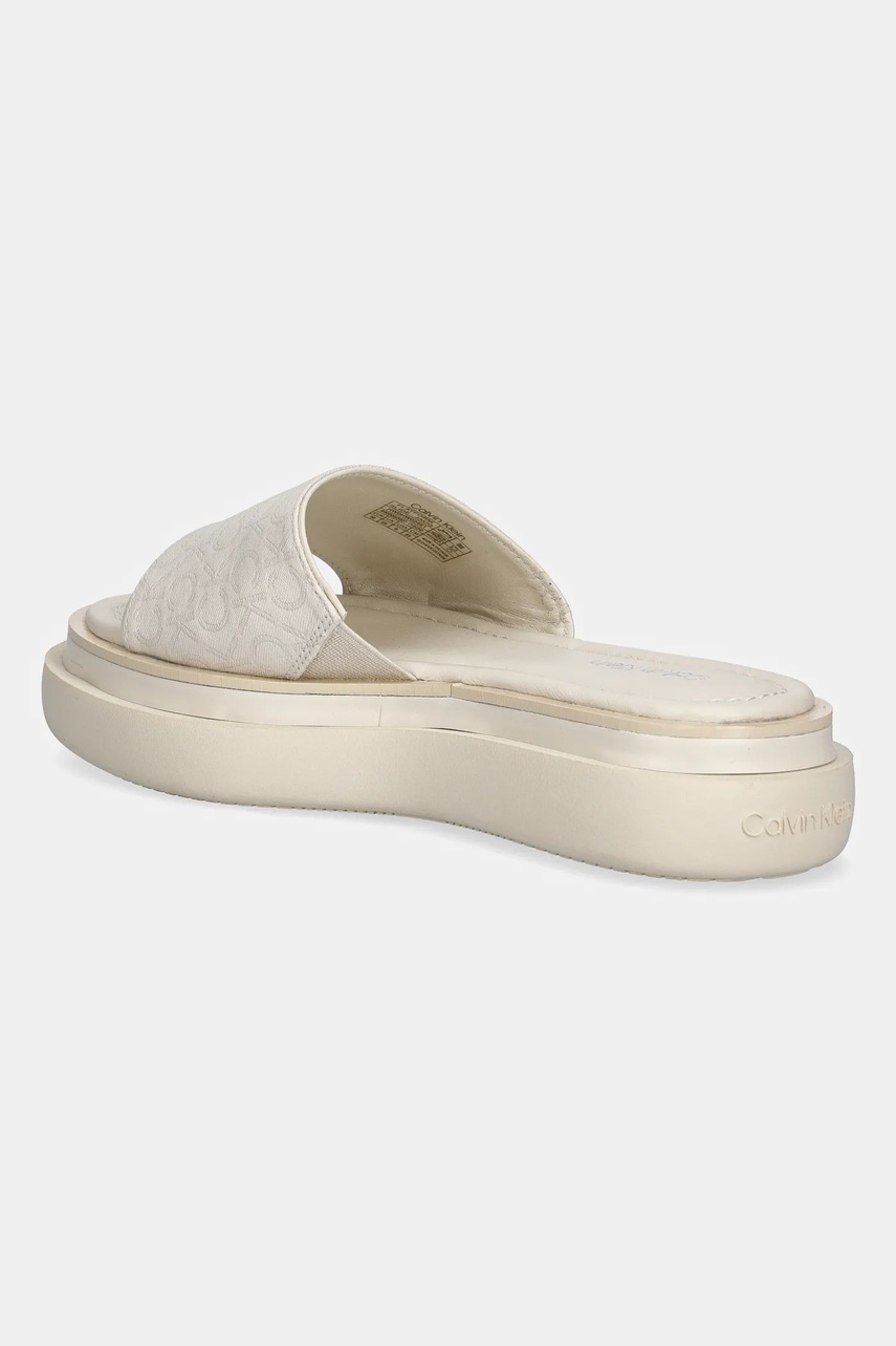 Calvin Klein papucs FLATFORM SLIDE - JACQ bézs, platformos, HW0HW02461 termék 2. képe