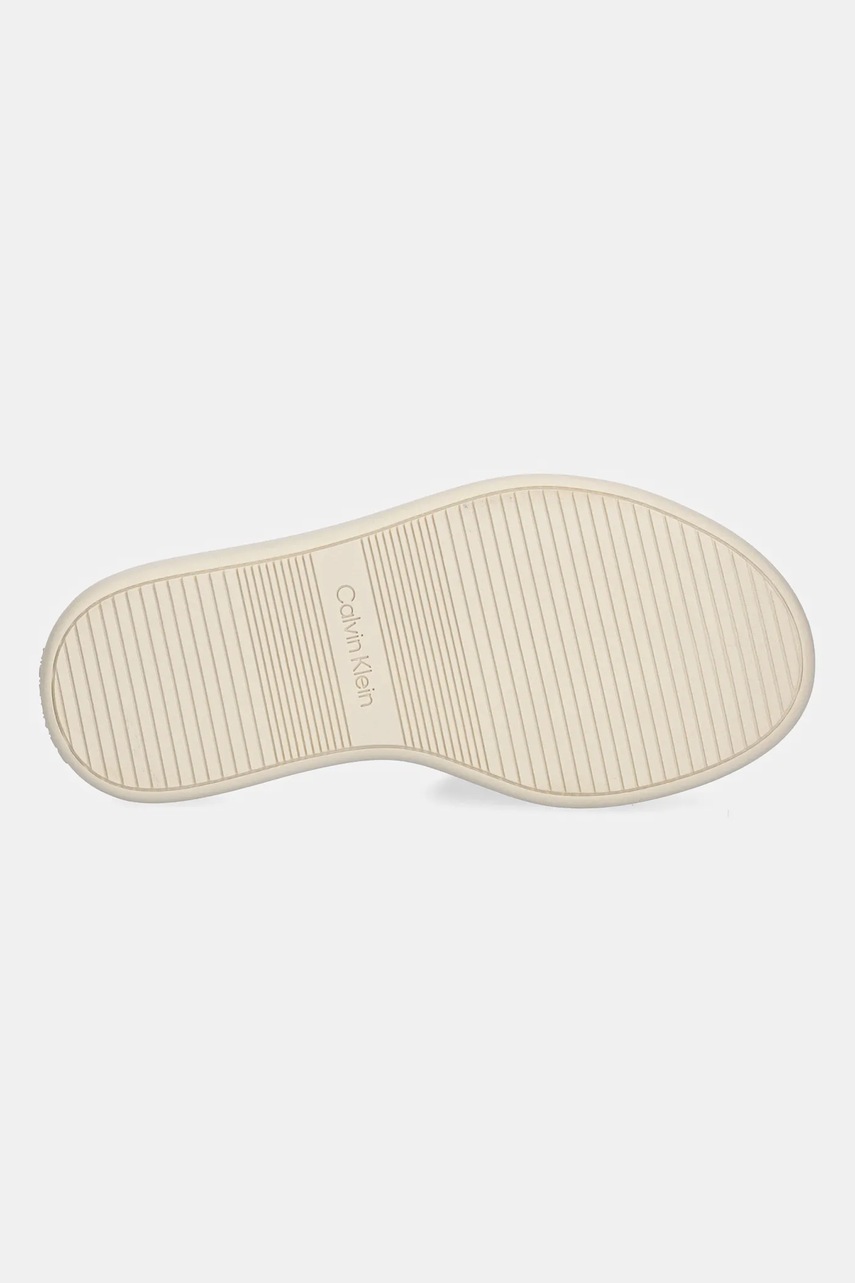 Παντόφλες Calvin Klein FLATFORM SLIDE - JACQ χρώμα: μπεζ, HW0HW02461 φωτογραφία