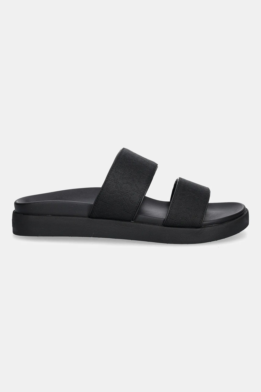 Шлепанцы Calvin Klein FLAT SLIDE - JACQ цвет чёрный на платформе HW0HW02486