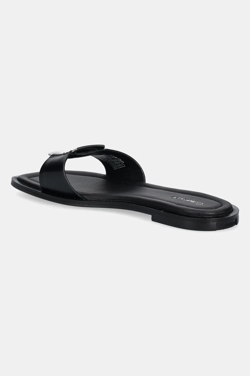 Calvin Klein bőr papucs FLAT SLIDE W/CK HW BIG - LTH fekete, női, HW0HW02482 termék 2. képe