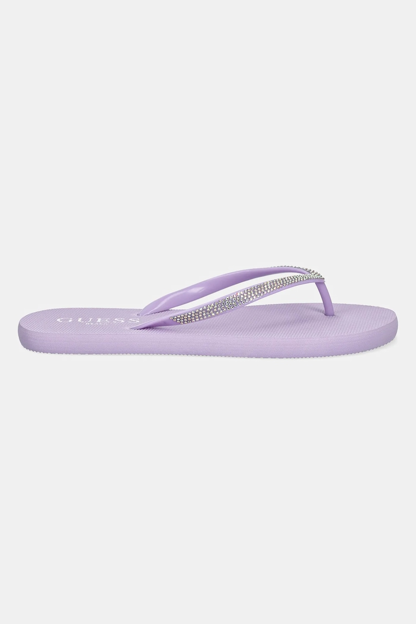 Вьетнамки Guess FLIP FLOP RHINESTONE женские цвет фиолетовый на плоском ходу E5GZ05 BB00F Вьетнамки Guess FLIP FLOP RHINESTONE женские цвет фиолетовый на плоском ходу E5GZ05 BB00F