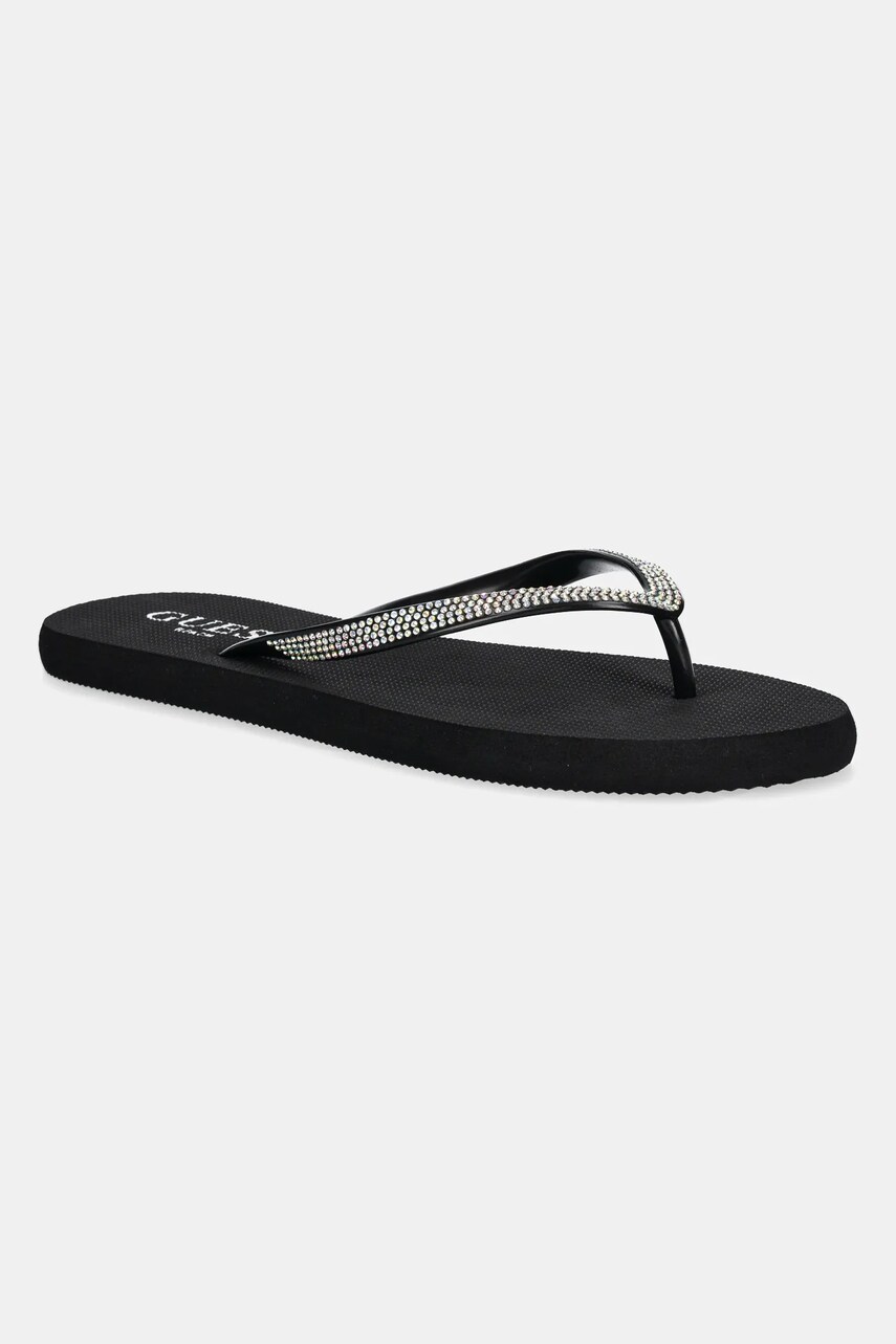 Levně Žabky Guess FLIP FLOP RHINESTONE dámské, černá barva, na plochém podpatku, E5GZ05 BB00F