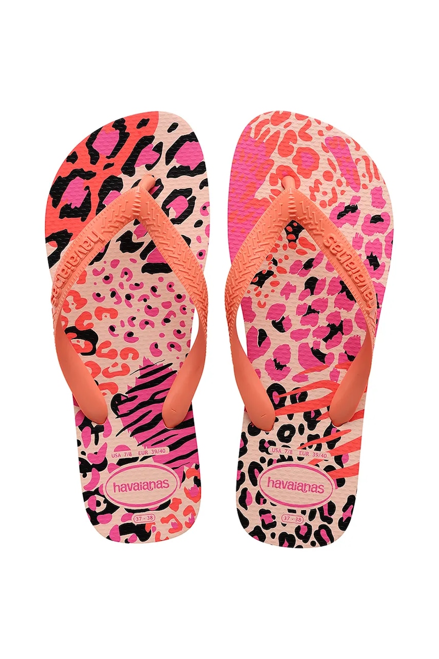 Havaianas slapi TOP ANIMALS femei, culoarea roz, cu toc plat, 4132920-7233 Havaianas slapi TOP ANIMALS femei, culoarea roz, cu toc plat, 4132920-7233