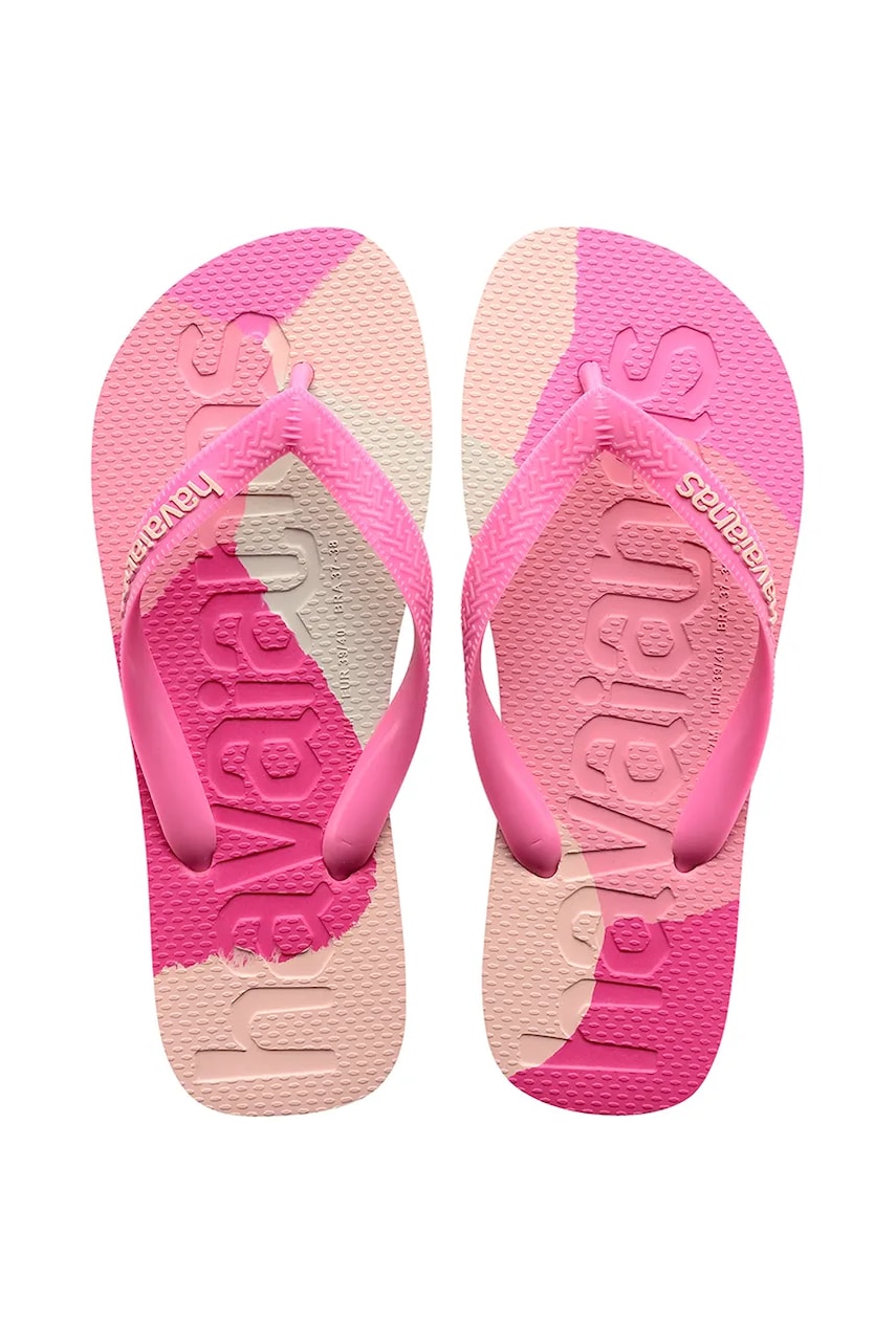 Havaianas slapi TOP LOGOMANIA COLORS II femei, culoarea roz, cu toc plat, 4147526-0129 Havaianas slapi TOP LOGOMANIA COLORS II femei, culoarea roz, cu toc plat, 4147526-0129