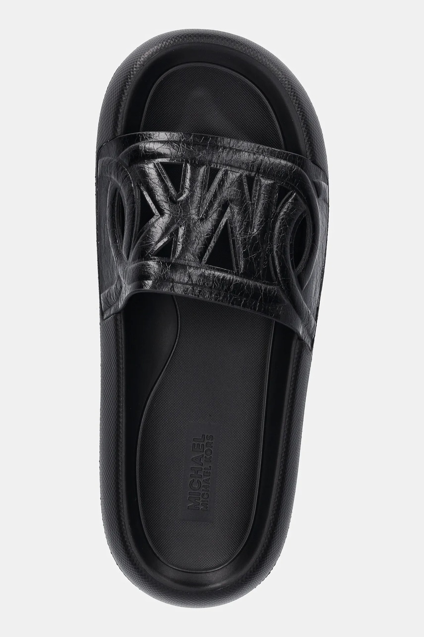 Δερμάτινες παντόφλες MICHAEL Michael Kors Splash γυναικείες, χρώμα: μαύρο, 40R5SPFA1L.001 φωτογραφία