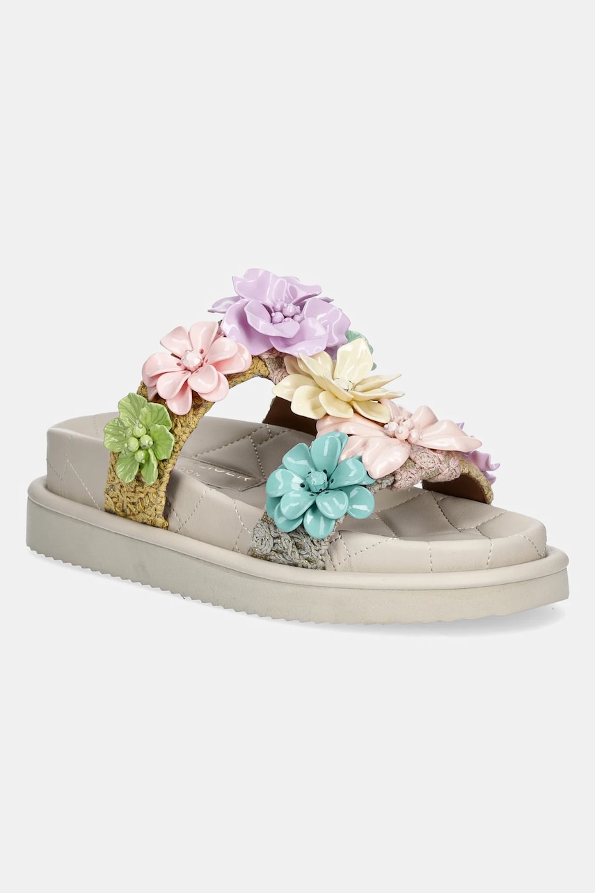 Kurt Geiger London papuci Orson Flower femei, culoarea bej, cu platforma, 4353969609 Kurt Geiger London papuci Orson Flower femei, culoarea bej, cu platforma, 4353969609