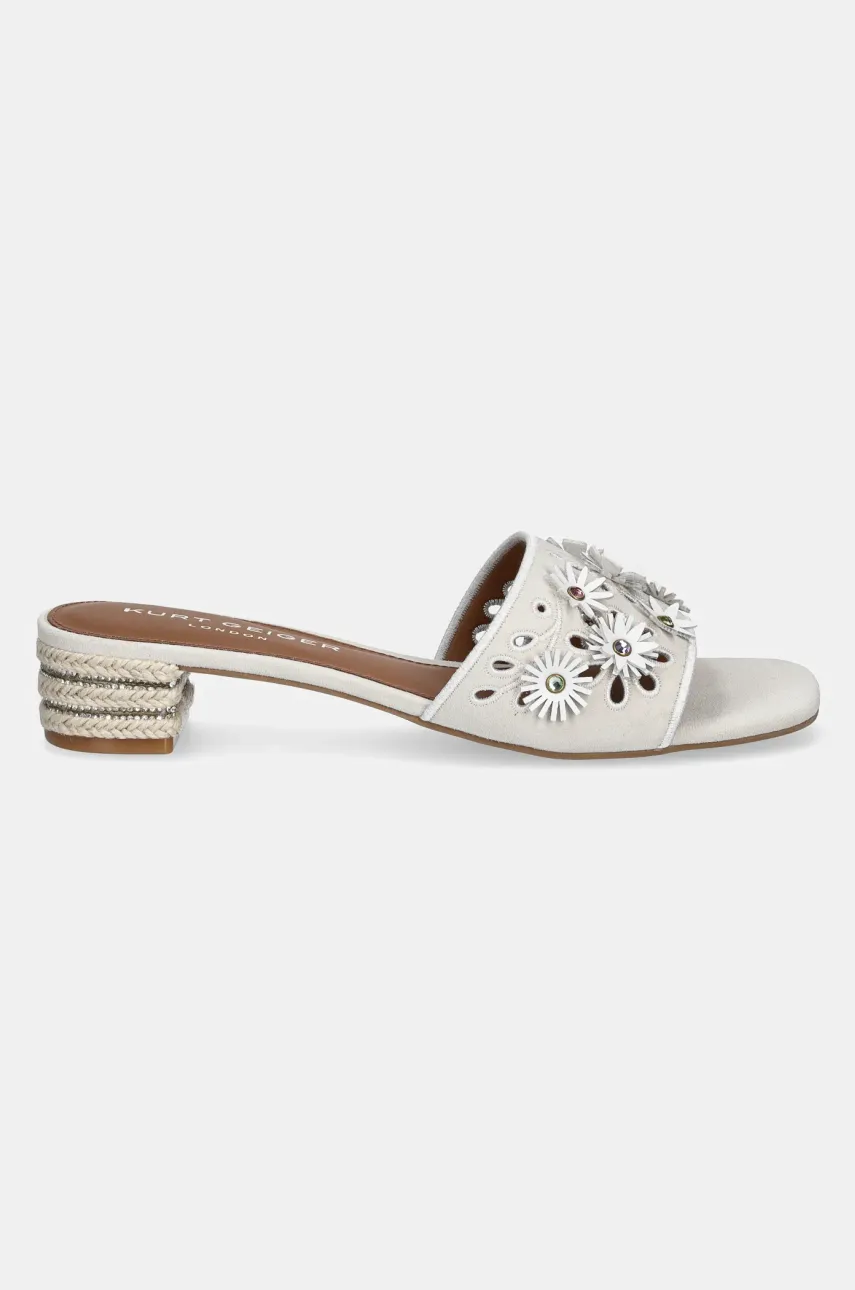 Замшевые шлепанцы Kurt Geiger London Flower Low Sandal женские цвет серый каблук кирпичик 4493544209 Замшевые шлепанцы Kurt Geiger London Flower Low Sandal женские цвет серый каблук кирпичик 4493544209