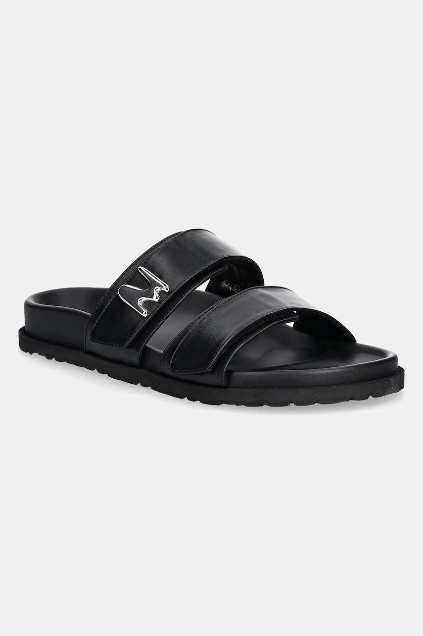 MSGM slapi de piele femei, culoarea negru, 3841MDS455