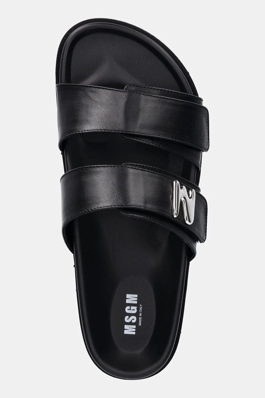 Δερμάτινες παντόφλες MSGM γυναικείες, χρώμα: μαύρο, 3841MDS455 φωτογραφία