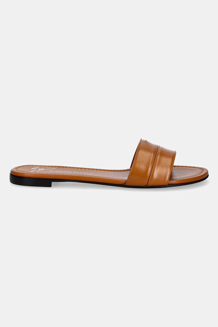 Δερμάτινες παντόφλες Giuseppe Zanotti Baddy γυναικείες, χρώμα: καφέ, E500060.004 φωτογραφία