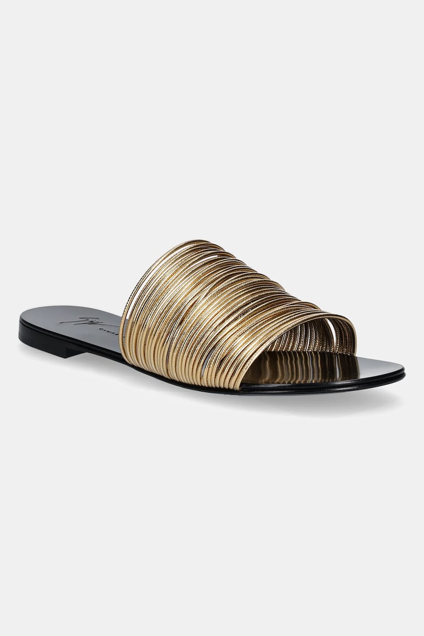 Giuseppe Zanotti slapi de piele Nuvoroll femei, culoarea auriu, E500052.003 Giuseppe Zanotti slapi de piele Nuvoroll femei, culoarea auriu, E500052.003
