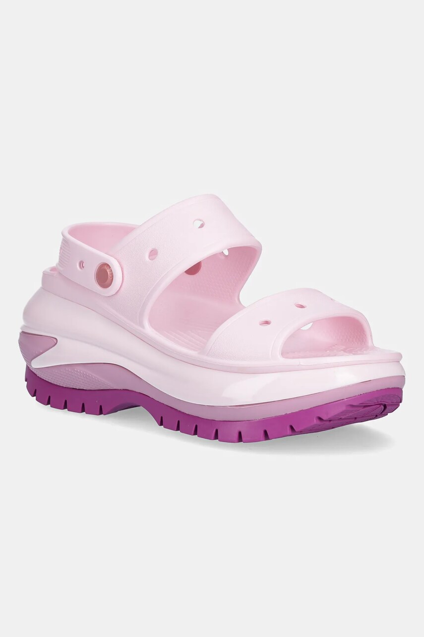 Crocs papuci Classic Mega Crush Sandal culoarea roz, cu platforma, 207989.5BX