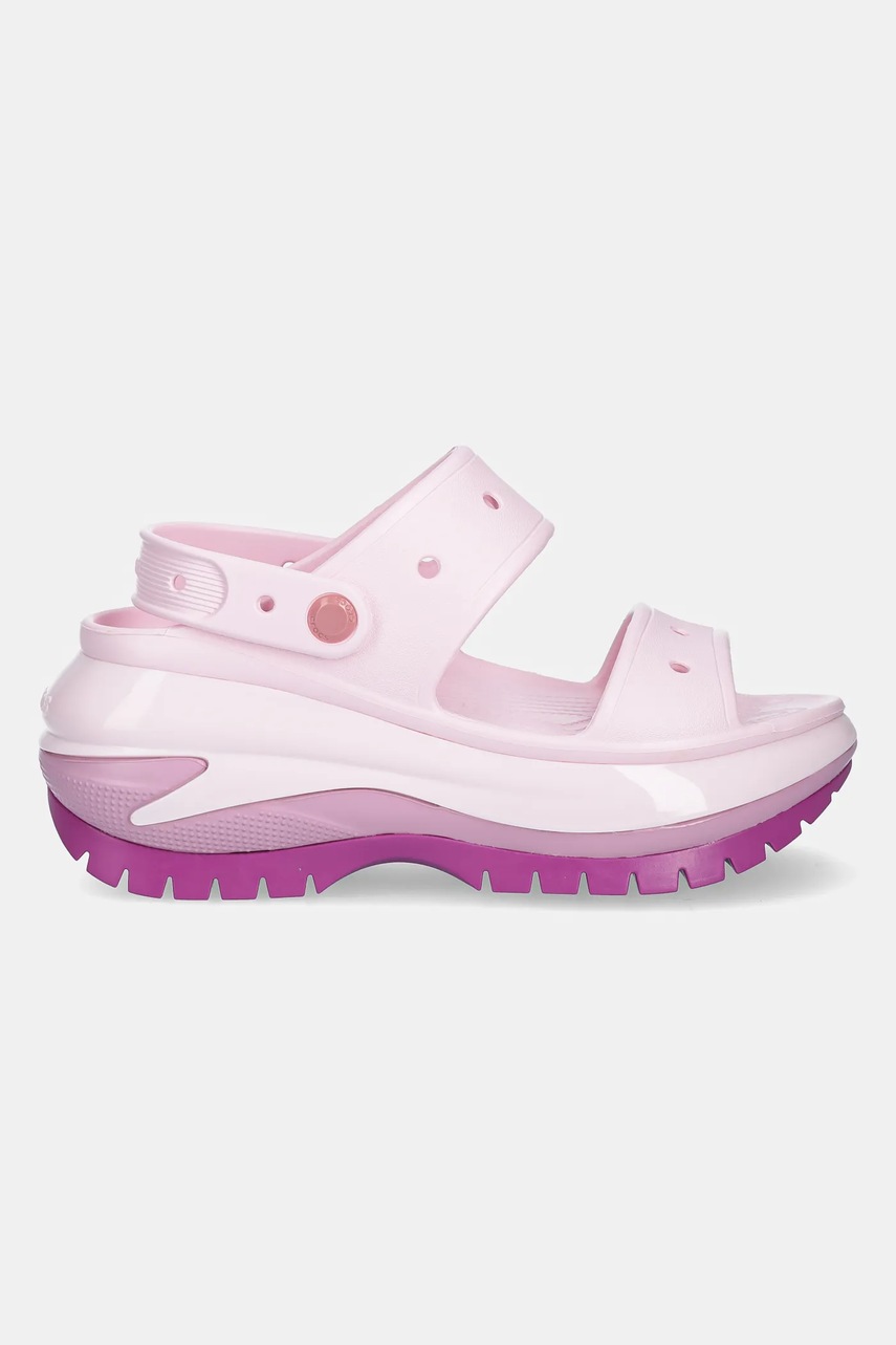 Шлепанцы Crocs Classic Mega Crush Sandal цвет розовый на платформе 207989.5BX Шлепанцы Crocs Classic Mega Crush Sandal цвет розовый на платформе 207989.5BX