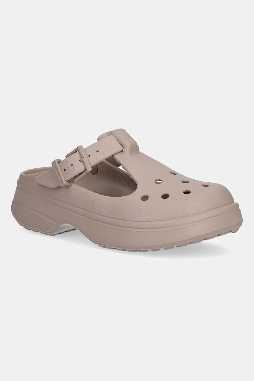 Crocs papuci Classic Mary Jane Clog femei, culoarea maro, cu platforma, 210581-214 Crocs papuci Classic Mary Jane Clog femei, culoarea maro, cu platforma, 210581-214