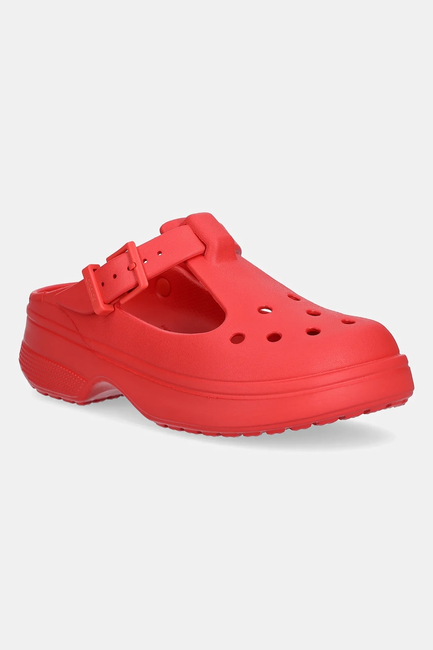 Crocs papuci Classic Mary Jane Clog femei, culoarea rosu, cu platforma, 210581-6ZR Crocs papuci Classic Mary Jane Clog femei, culoarea rosu, cu platforma, 210581-6ZR