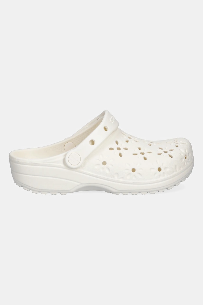 Шлепанцы Crocs Classic Floral Cut Out Clog цвет бежевый на платформе 210927-0WV Шлепанцы Crocs Classic Floral Cut Out Clog цвет бежевый на платформе 210927-0WV