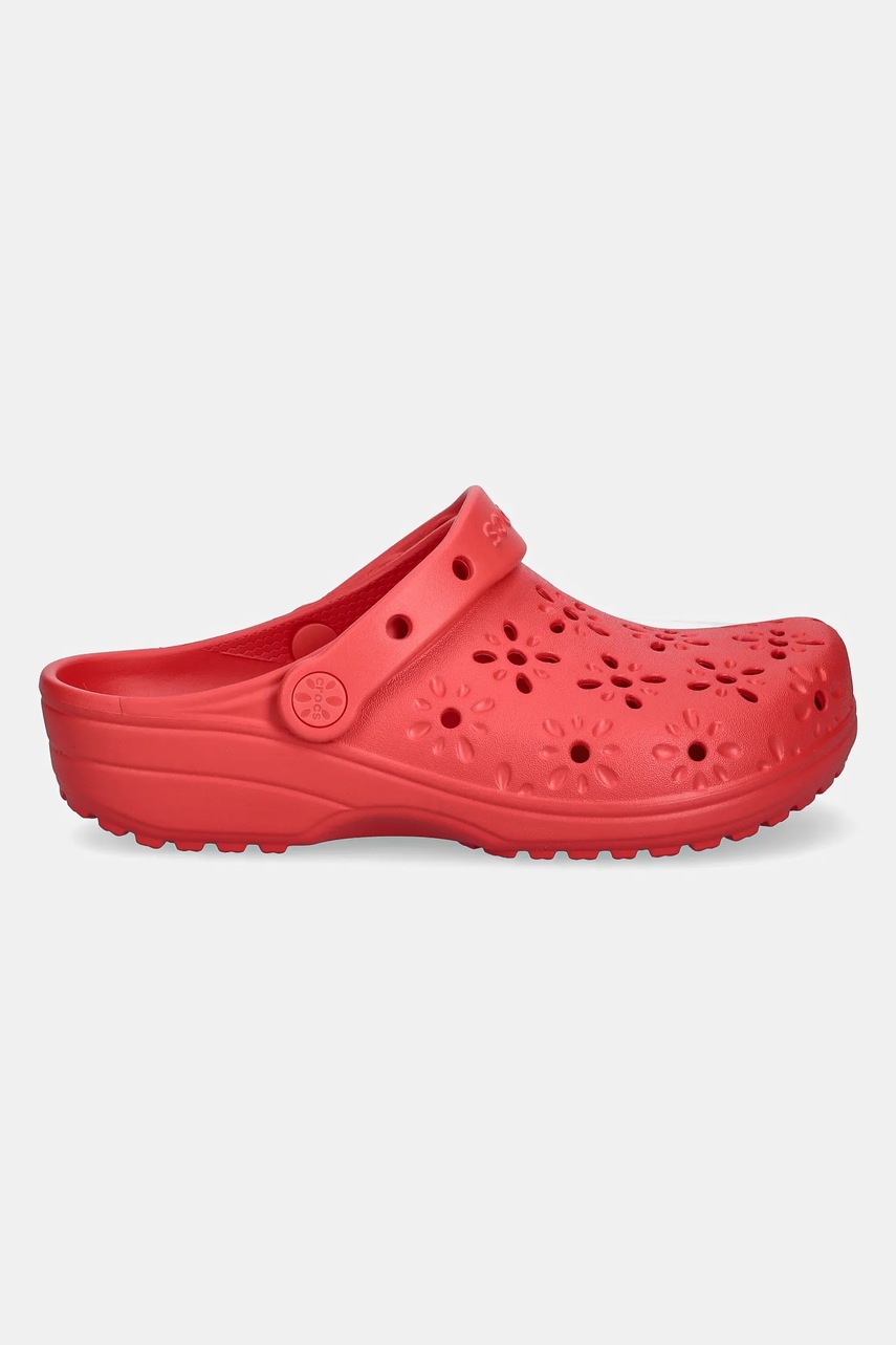 Шлепанцы Crocs Classic Floral Cut Out Clog цвет красный на платформе 210927-6ZR