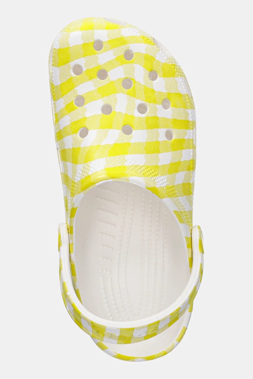 Παντόφλες Crocs Classic Gingham Clog χρώμα: κίτρινο, 211006-78R φωτογραφία