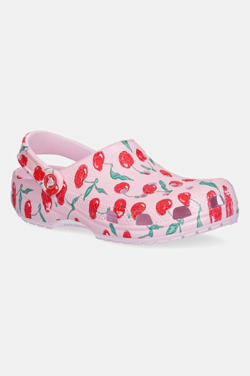 Crocs papuci Classic Fresh Friuts Clog femei, culoarea roz, 211008-6ZW Crocs papuci Classic Fresh Friuts Clog femei, culoarea roz, 211008-6ZW